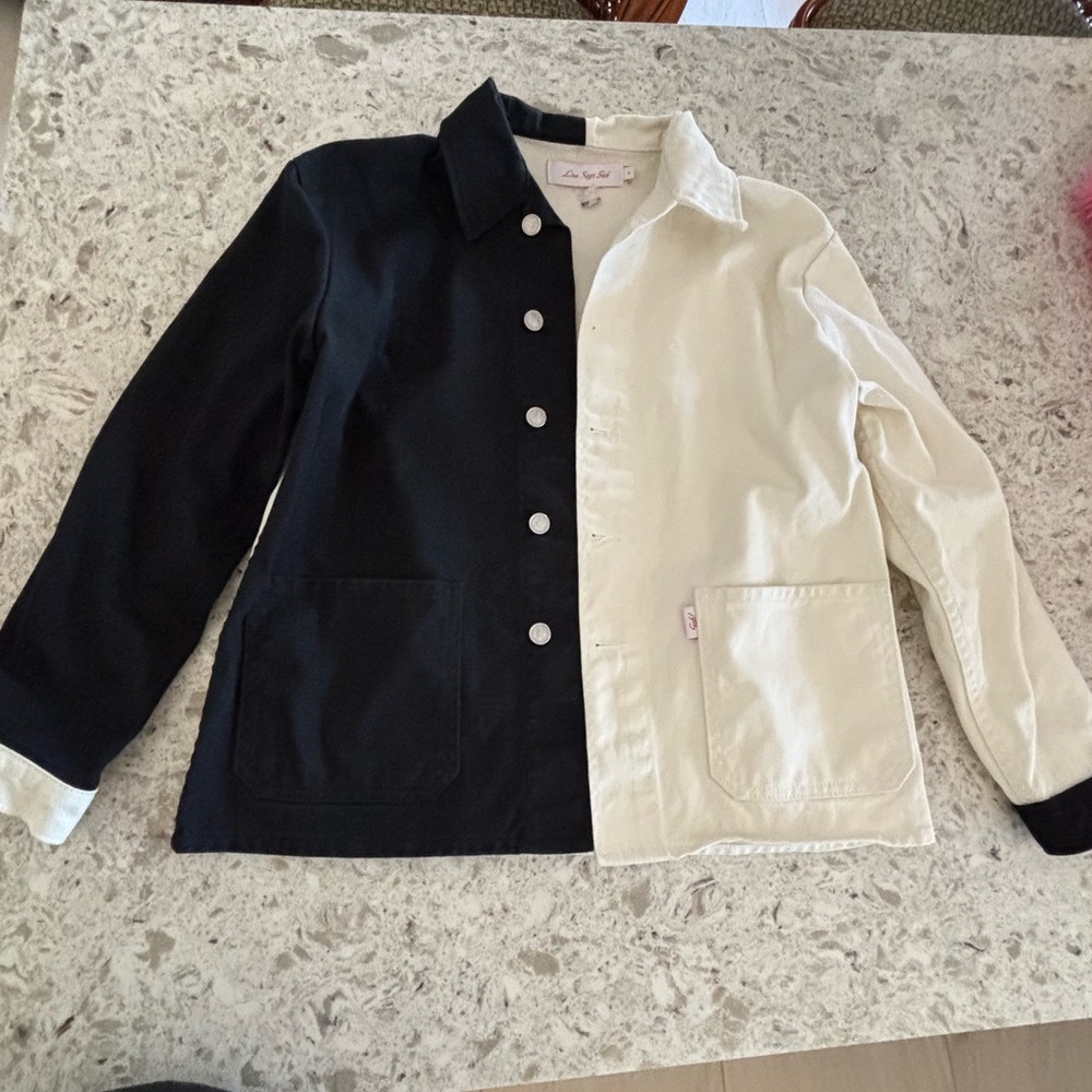 Lisa Says Gah Black and Cream Jean Jacket